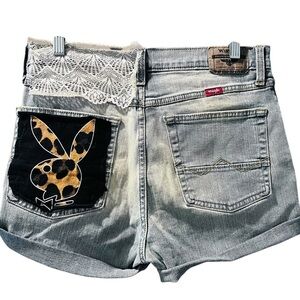 Wrangler Playboy Hand Stitched Denim Jeans Shorts Size 30 Waist  Casual Western